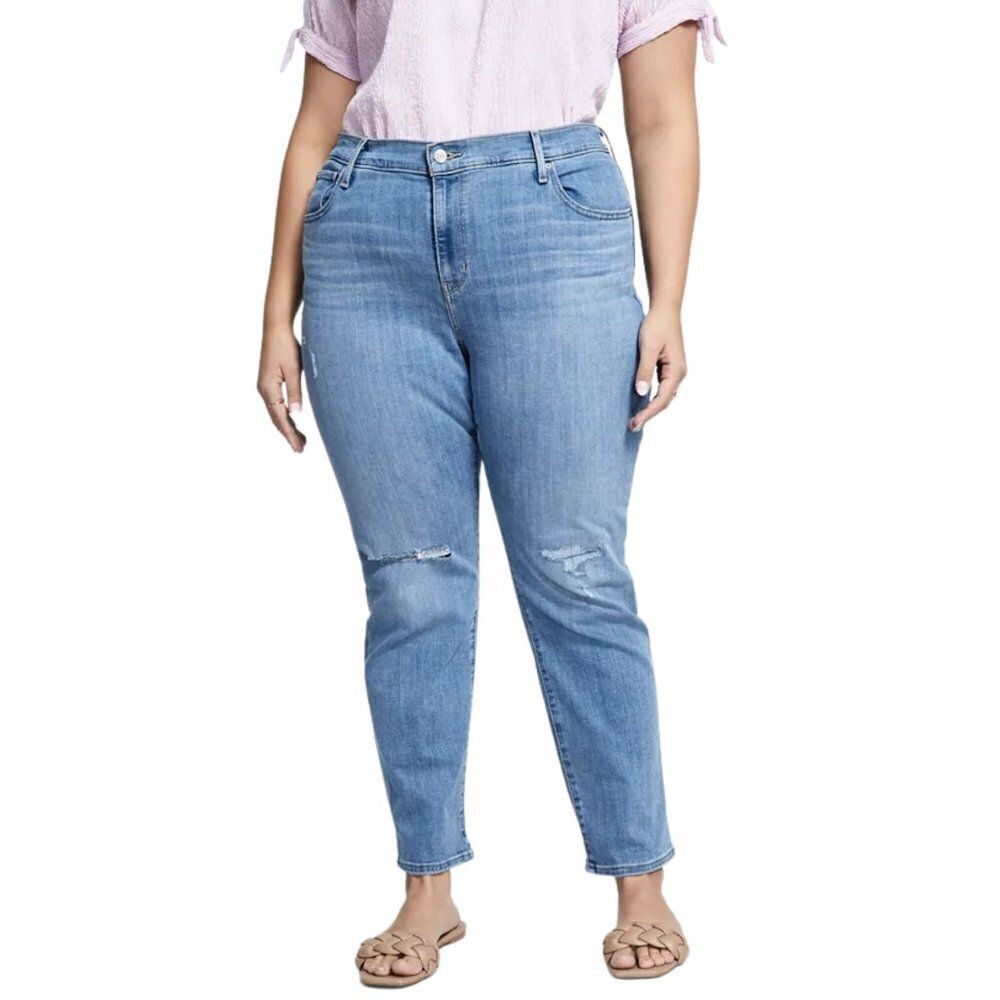Levi's 724 High-Rise Slim Straight-Leg Distressed Jeans in Slate Fixer NWT